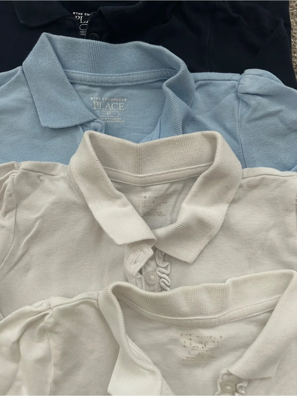 5 Pk Girls Uniform Long Sleeve Ruffle Soft Stretch Pique Polo Shirt Size 5T
